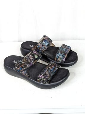 Alegria Bryce Montage Metallic Colorful Two Strap Sandals - Size 37/7